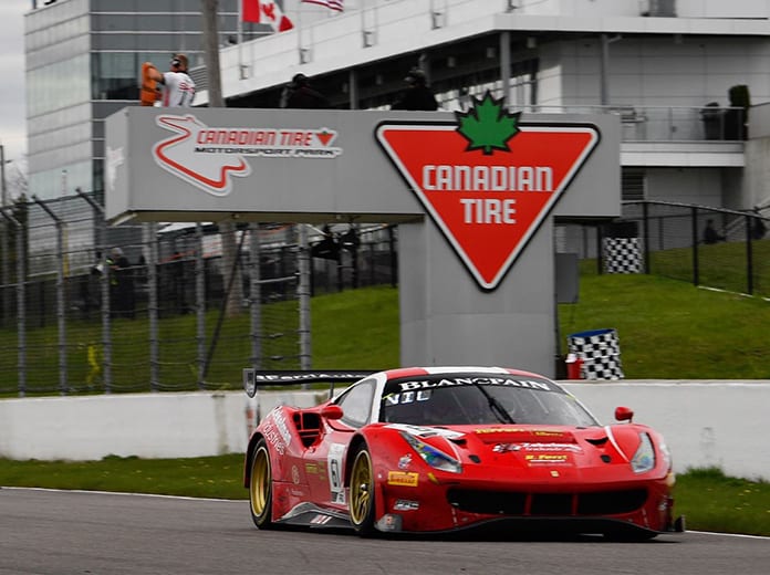 Spain’s Miguel Molina and Finland’s Toni Vilander drove Canadian Ferrari team R. Ferri Motorsport’s 488 GT3 to victory in Saturday’s Blancpain GT World Challenge event at Canadian Tire Motorsport Park.
