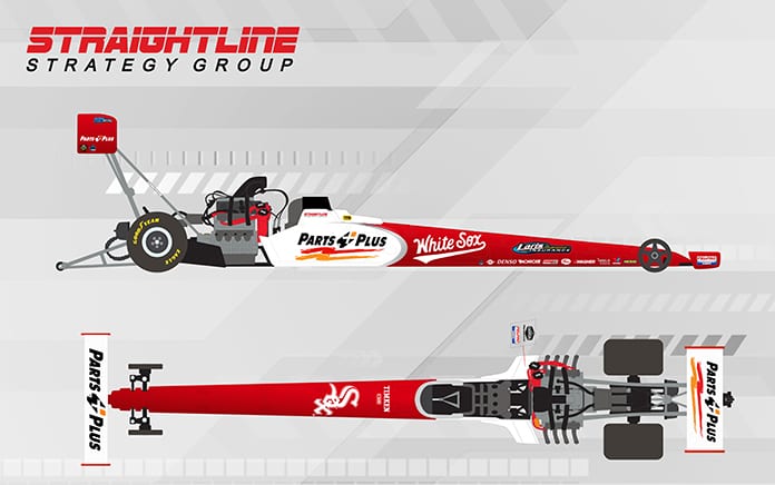 Clay Millican's Top Fuel Dragster will carry support from the Chicago White Sox during the Route 66 NHRA Nationals.