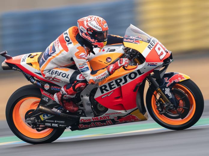 Marc Marquez en route to the pole Saturday in France. (Honda Photo)