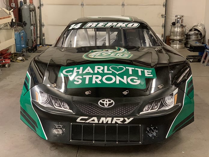 Ryan Repko's race car will pay tribute to the victims of the recent UNC Charlotte shooting this weekend at Motor Mile Speedway. (Photo Courtesy of Ryan Repko)