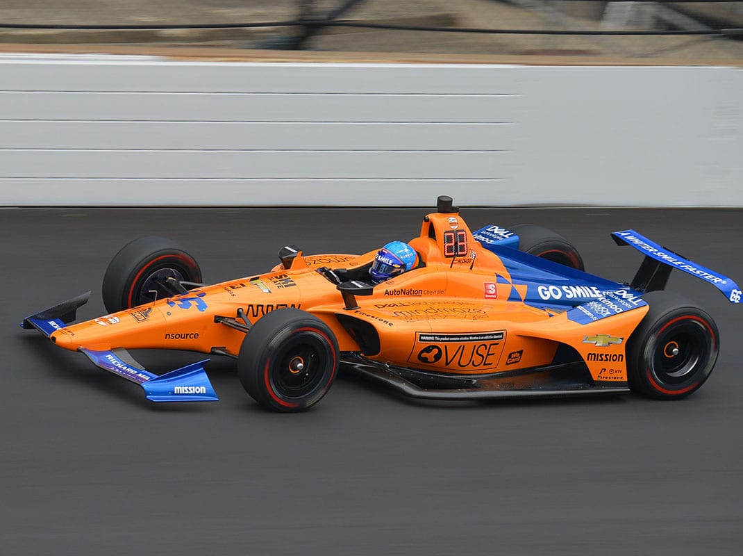 Fernando Alonso finally got back on track Friday at Indianapolis Motor Speedway. (Dave Heithaus Photo)
