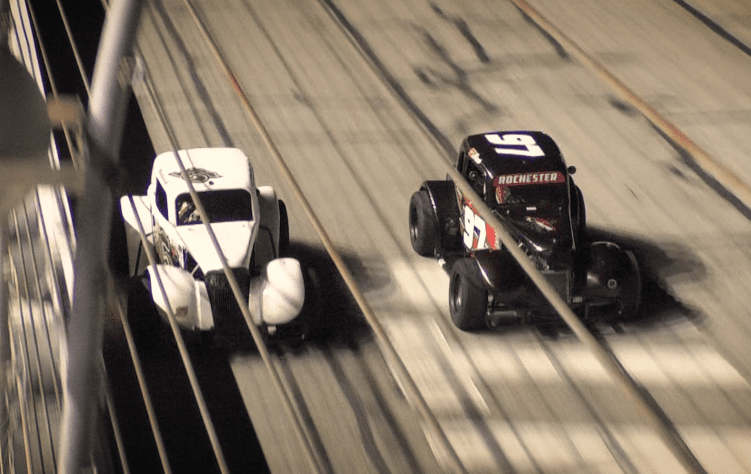 Legend car action Thursday at Atlanta Motor Speedway.