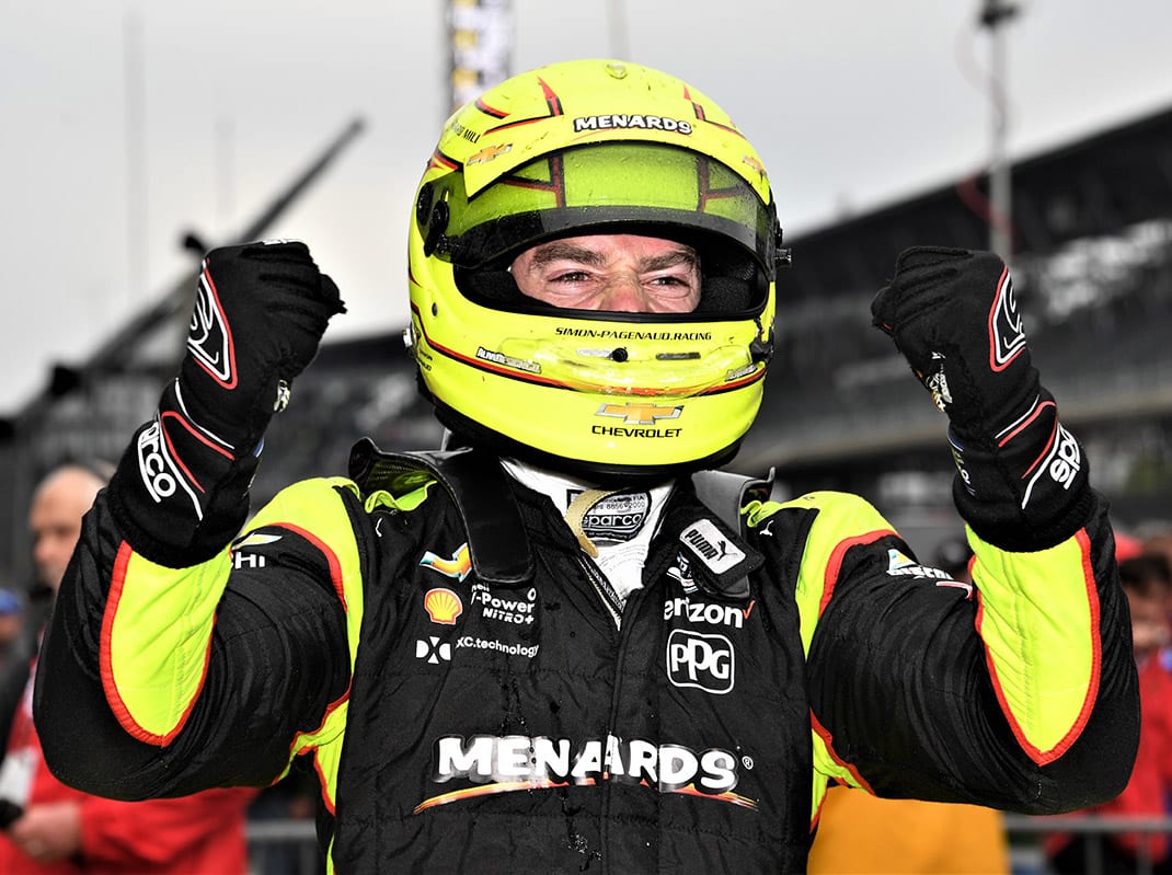 Simon Pagenaud in victory lane after winning the IndyCar Grand Prix. (Al Steinberg Photo)