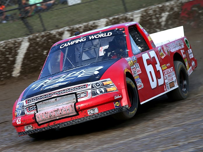 Bobby Pierce driving Mike Mittler's No. 63 truck at Eldora Speedway in 2016. (NASCAR Photo)