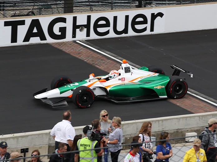 Kyle Kaiser bumped his way into the Indianapolis 500 Sunday at the expense of Fernando Alonso and McLaren. (IndyCar Photo)