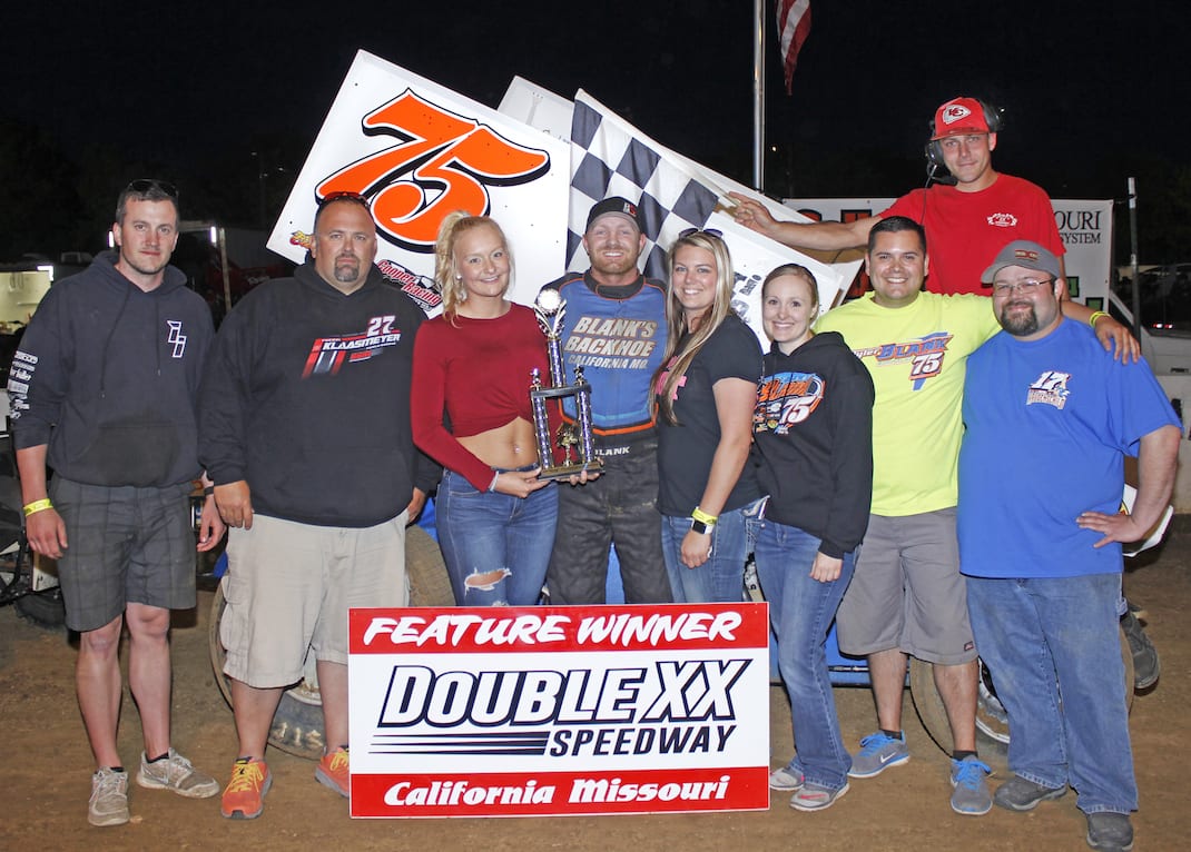 Tyler Blank in victory lane at Double-X Speedway.