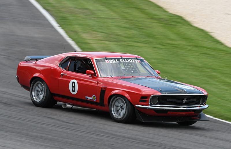 Bill Elliott on his way to victory in Friday's Historic Sportscar Racing event at Barber Motorsports Park.