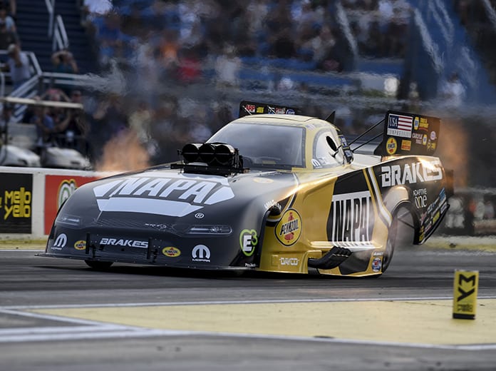 Ron Capps rolled to the top qualifying position at Route 66 Raceway on Friday. (NHRA Photo)