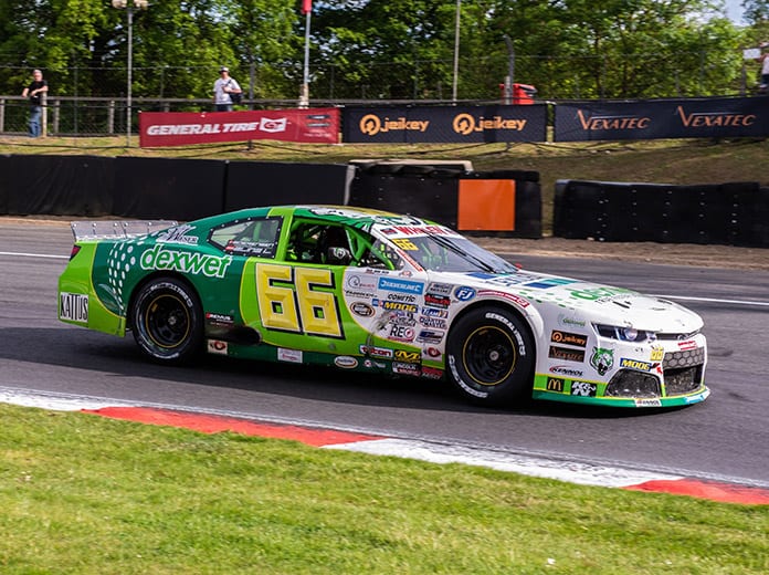 Lasse Sorensen came from the rear of the field to win Saturday's NASCAR Whelen Euro Series ELITE 2 feature at Brands Hatch. (NASCAR PHoto)