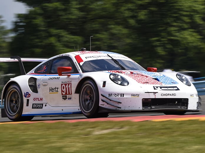 Nick Tandy and Patrick Pilet put the No. 911 Porsche in victory lane Sunday at Watkins Glen Int'l. (Dennis Bicksler Photo)