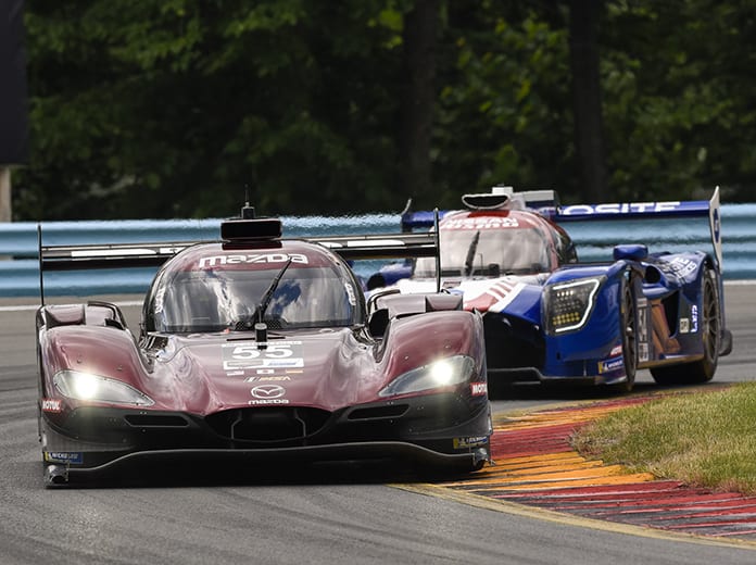 Harry Tincknell, Jonathan Bomarito and Olivier Pla co-drove the No. 55 Mazda RT24-P DPi to victory in the Sahlen’s Six Hours of The Glen. (Dennis Bicksler Photo)
