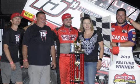 Earning his fifth win of the season and 42nd overall with the Lucas Oil American Sprint Car Series presented by the MAVTV Motorsports Network, Sam Hafertepe Jr. picked up his first victory at Salina Speedway Saturday night