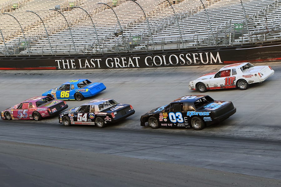 Drivers jockey for position Saturday during the Short Track U.S. Nationals at Bristol Motor Speedway. (Chad Wells Photo)