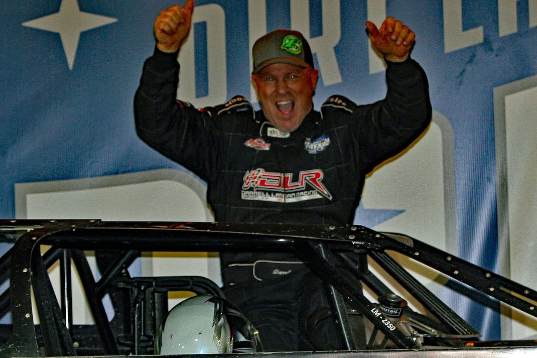 Darrell Lanigan in victory lane at Eldora Speedway. (Jim DenHamer photo)