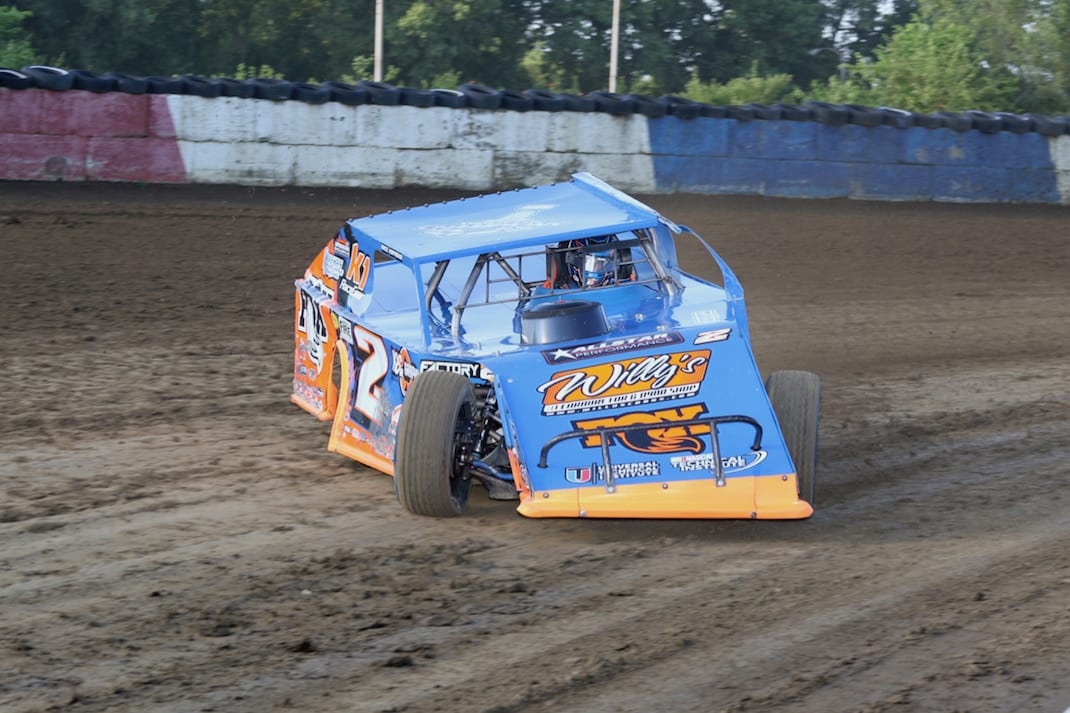 Nick Hoffman, shown earlier this season, won Saturday night's DIRTcar modified feature at Fayette County Speedway. (Neil Cavanah photo)