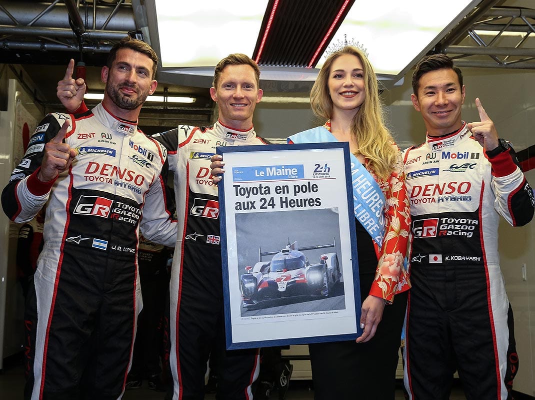 Jose Maria Lopez, Mike Conway and Kamui Kobayashi will start from the pole during the 24 Hours of Le Mans. (Toytoa Gazoo Racing Photo)