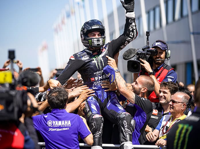 Maverick Vinales earned his first victory of the season Sunday at TT Circuit Assen. (Yamaha Photo)