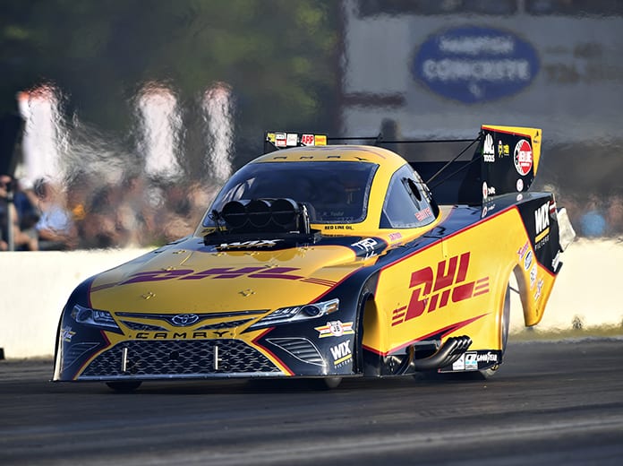 J.R. Todd sits atop the Funny Car qualifying ladder after day one at New England Dragway. (NHRA Photo)