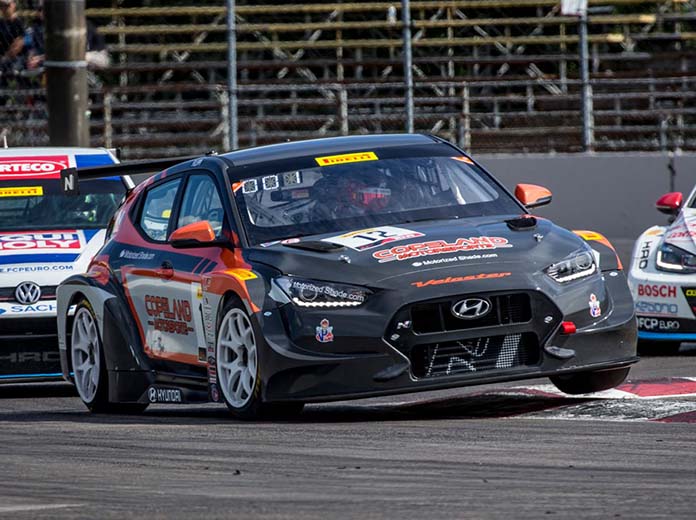 Mason Filippi on his way to victory in TCR competition Saturday at Portland Int'l Raceway.