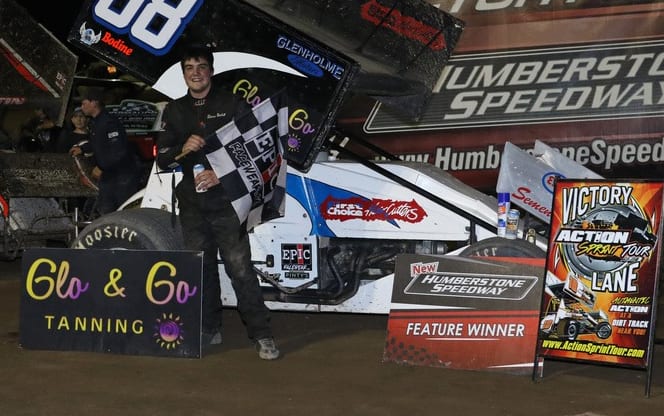 Steven Beckett won the Bob Deswiage Memorial Action Sprint Tour feature at New Humberstone Speedway on Sunday. (Dale Calnan Photo)