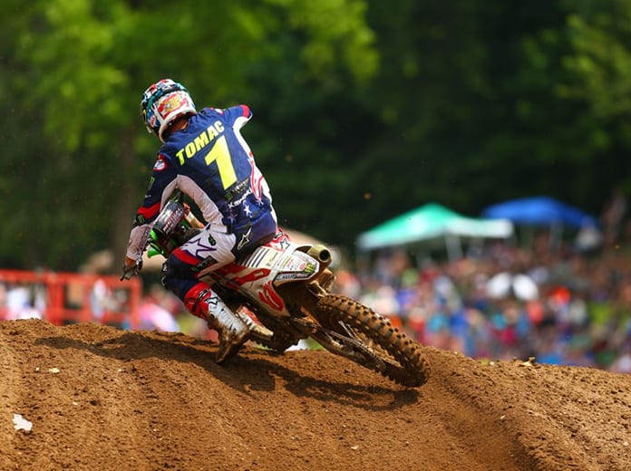 Eli Tomac earned his third Lucas Oil Pro Motocross victory of the season on Saturday during the RedBud National. (Jeff Kardas Photo)