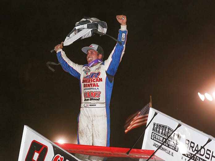 Paul Nienhiser notched his fifth Built Ford Tough MOWA Sprint Car Series victory of the season Friday at Jacksonville Speedway. (Brendon Bauman Photo)