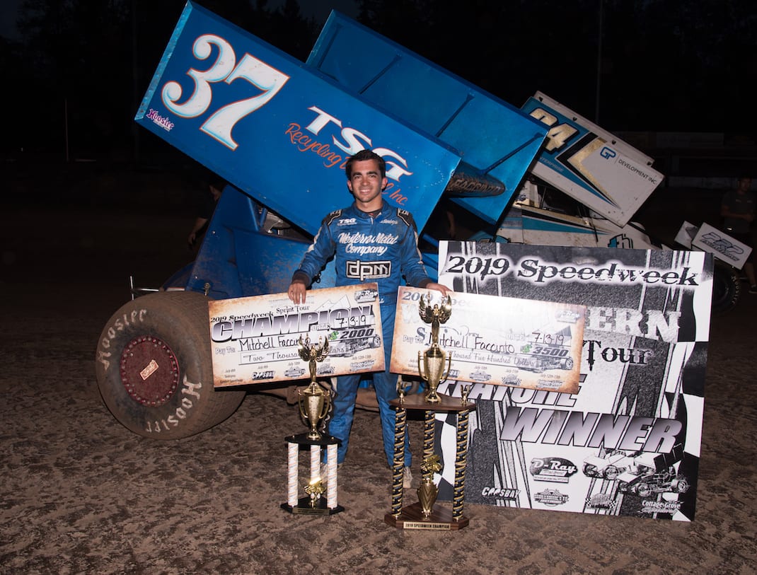 Mitchell Faccinto won the Western Sprint Tour Speedweek title with three victories in five races. (Devin Mayo photo)