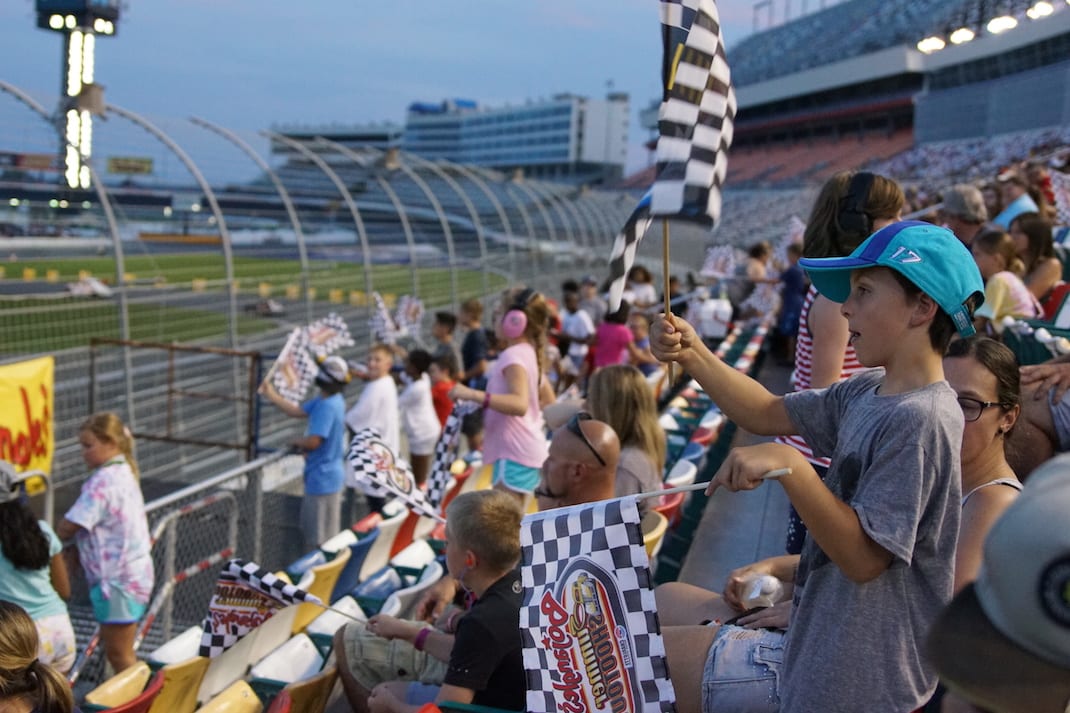 An enthusiastic crowd was on hand for Tuesday's Bojangles' Summer Shootout event at Charlotte Motor Speedway. (CMS photo)