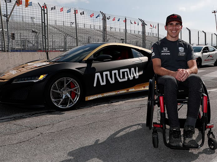 Robert Wickens turned his first laps in a car since being injured in a crash last year at Pocono Raceway. (IndyCar Photo)