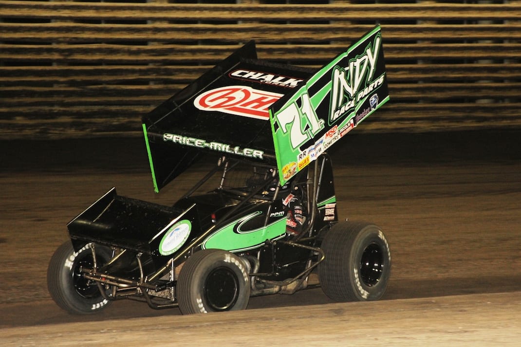 Parker Price-Miller won his first Knoxville Raceway feature on Saturday night. (Julia Johnson photo)