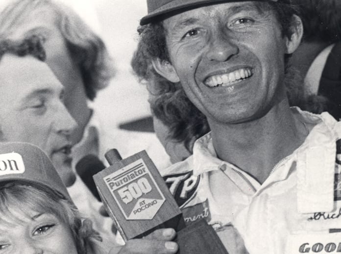 Richard Petty in victory lane at Pocono Raceway in 1974.