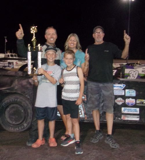 Scott Lenz won Saturday's Southern Oregon Speedway Calculated Comfort Outlaw Pro Stocks feature at Southern Oregon Speedway.