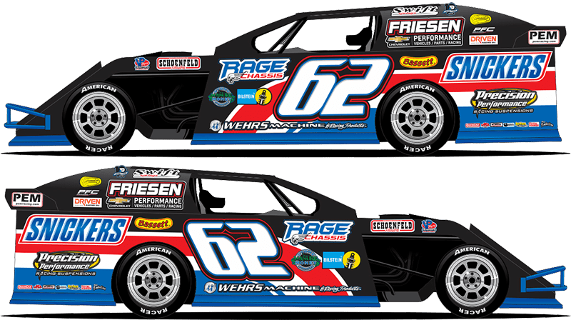 Hunter Marriott's modified will fly the colors of the Snickers brand.