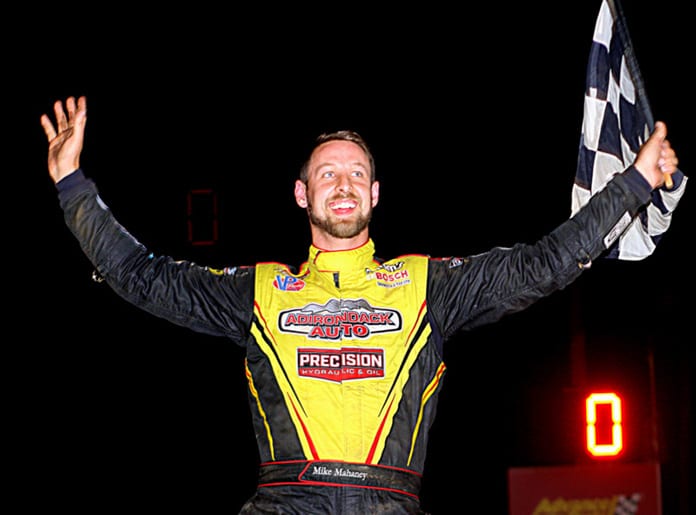 Mike Mahaney won Friday's modified feature at Albany-Saratoga Speedway. (Dave Dalesandro Photo)