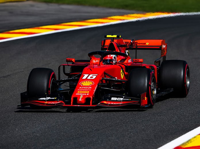 Charles Leclerc was fastest in Formula One practice on Friday afternoon in Belgium. (Ferrari Photo)