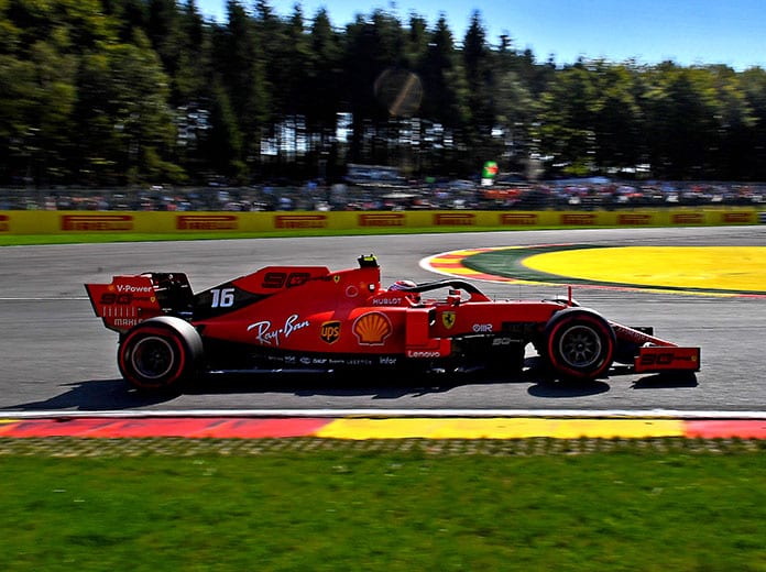 Charles Leclerc roared to his third F-1 pole of the season during the Belgian Grand Prix. (Ferrari Photo)