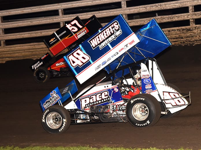 Danny Dietrich (48) has maintained his position at the top of the National Sprint Car Rankings this week. (Paul Arch Photo)