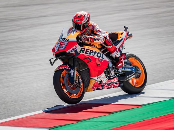 Marc Marquez was fastest on day one at the Red Bull Ring.
