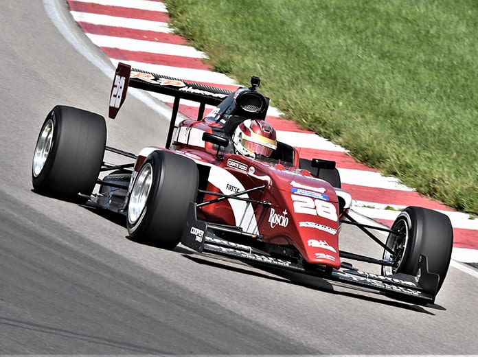 Kyle Kirkwood came from the rear of the field to win Saturday's Indy Pro 2000 event at World Wide Technology Raceway. (Al Steinberg Photo)
