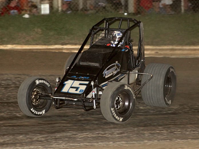 Andrew Deal led every lap of Friday's USAC Wingless Sprints Oklahoma feature at Creek County Speedway. (Richard Bales Photo)