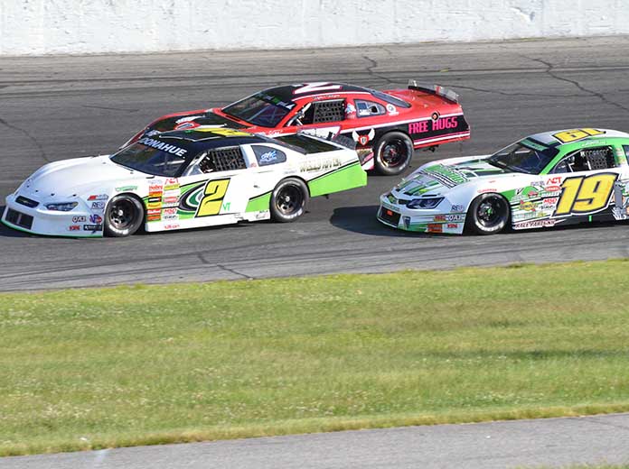Defending ACT Oxford winner Bryan Kruczek (19) and youngster Stephen Donahue (2) will take on regulars such as Dylan Payea (7) when the series visits Maine this weekend for the Night Before the 250. (Eric LaFleche Photo)