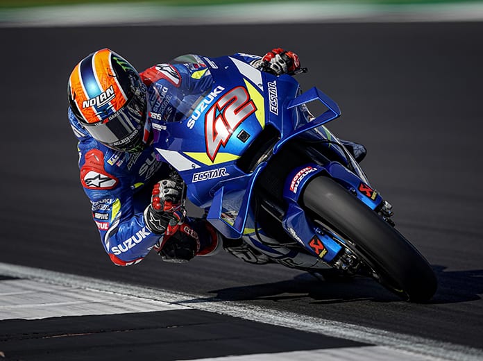 Alex Rins bested Marc Marquez in a thrilling finish Sunday at the Silverstone Circuit. (Suzuki Photo)