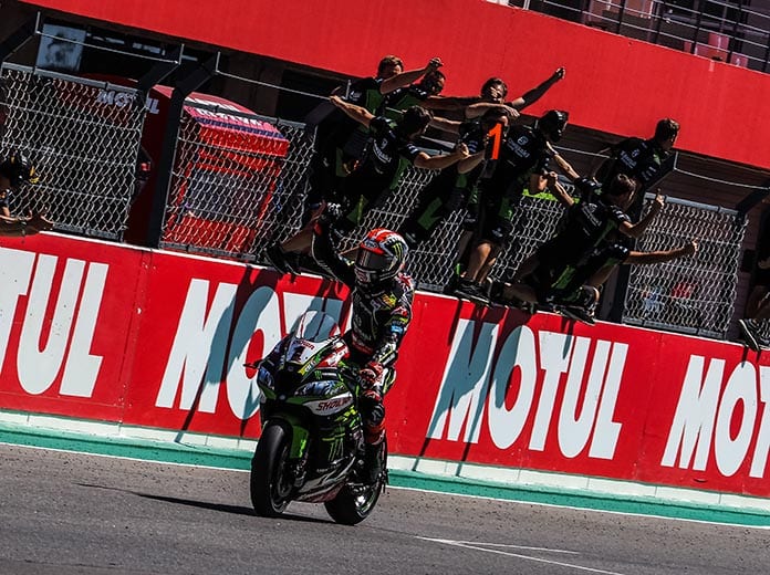 Jonathan Rea raced to victory in World Superbike action Saturday in Portugal. (WorldSBK Photo)