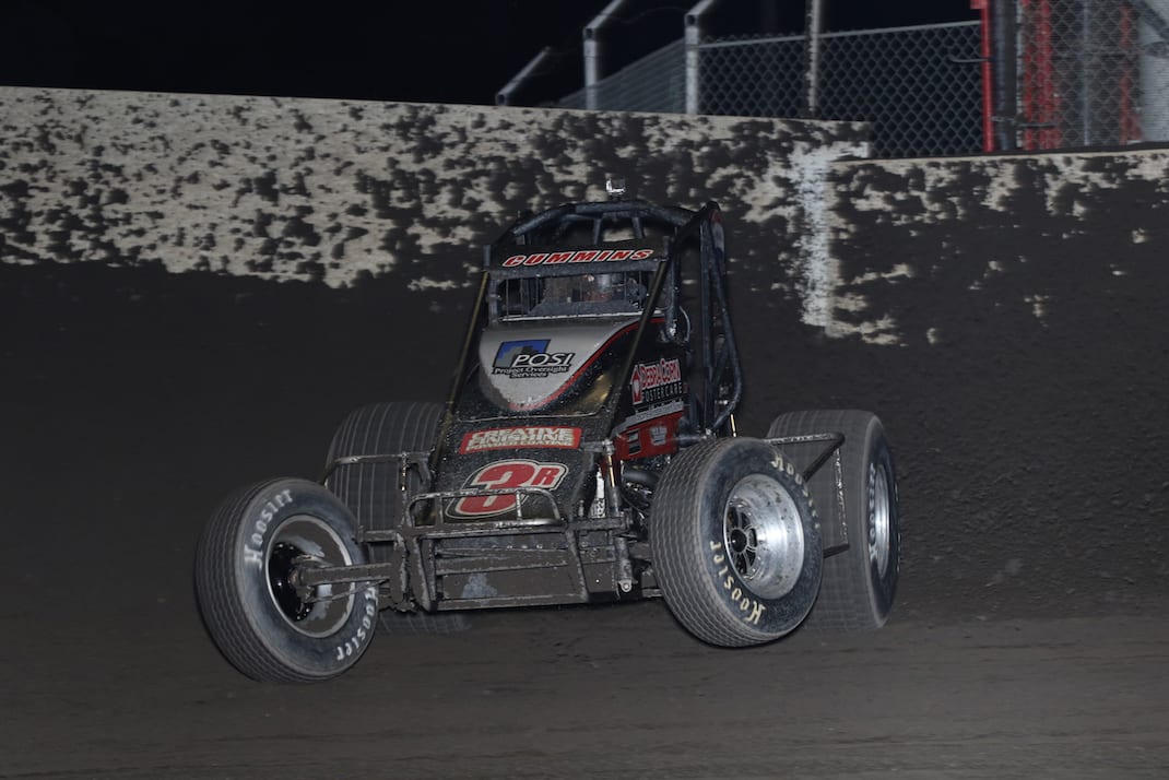 Kyle Cummins en route to victory at Tri-State Speedway. (Neil Cavanah photo)