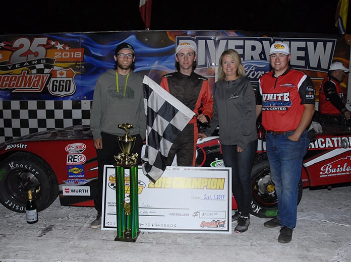 Ashton Tucker earned more than $21,000 for winning the McLaughlin Roof Trusses 250 at Speedway 660 on Sunday night. (Michelle Roy Photo)