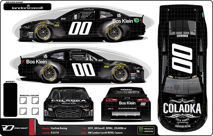 StarCom Racing's No. 00 will carry support from Bos Klein and Coladka in the Bank of America ROVAL 400.