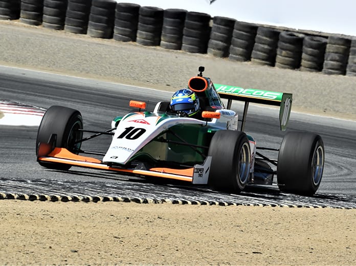 Rasmus Lindh raced to victory in the season finale for the Indy Pro 2000 series Sunday at WeatherTech Raceway Laguna Seca. (Al Steinberg Photo)