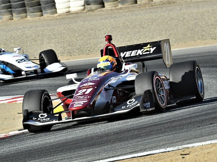 Rinus VeeKay raced to his second-straight Indy Lights win Sunday at WeatherTech Raceway Laguna Seca. (Al Steinberg Photo)
