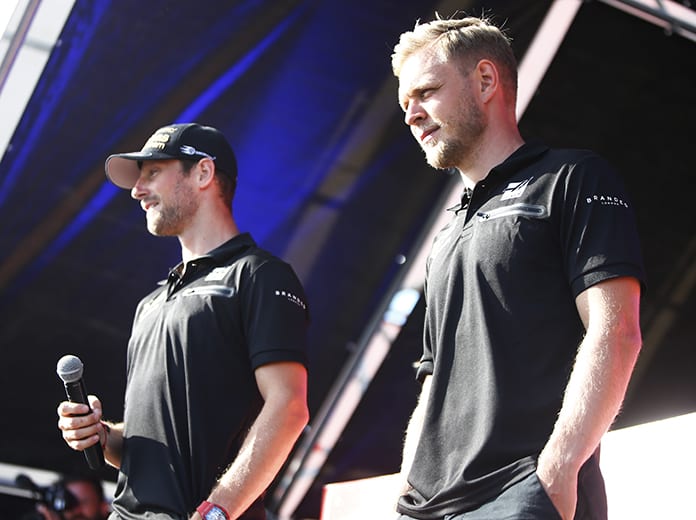 The Haas F1 Team has retained drivers Romain Grosjean (left) and Kevin Magnussen for 2020. (Haas F1 Photo)