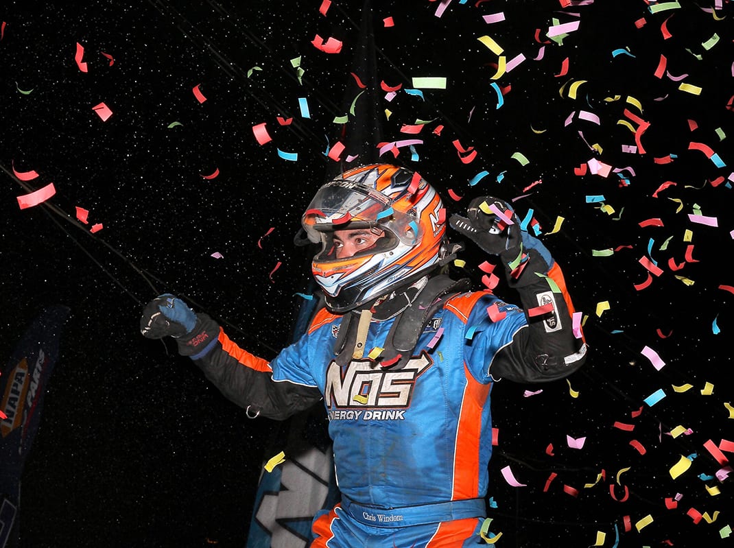 Chris Windom celebrates a victory in 2019. (Dan Demarco Photo)